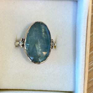 Gorgeous Emily Amey Aquamarine and diamond ring - size 6